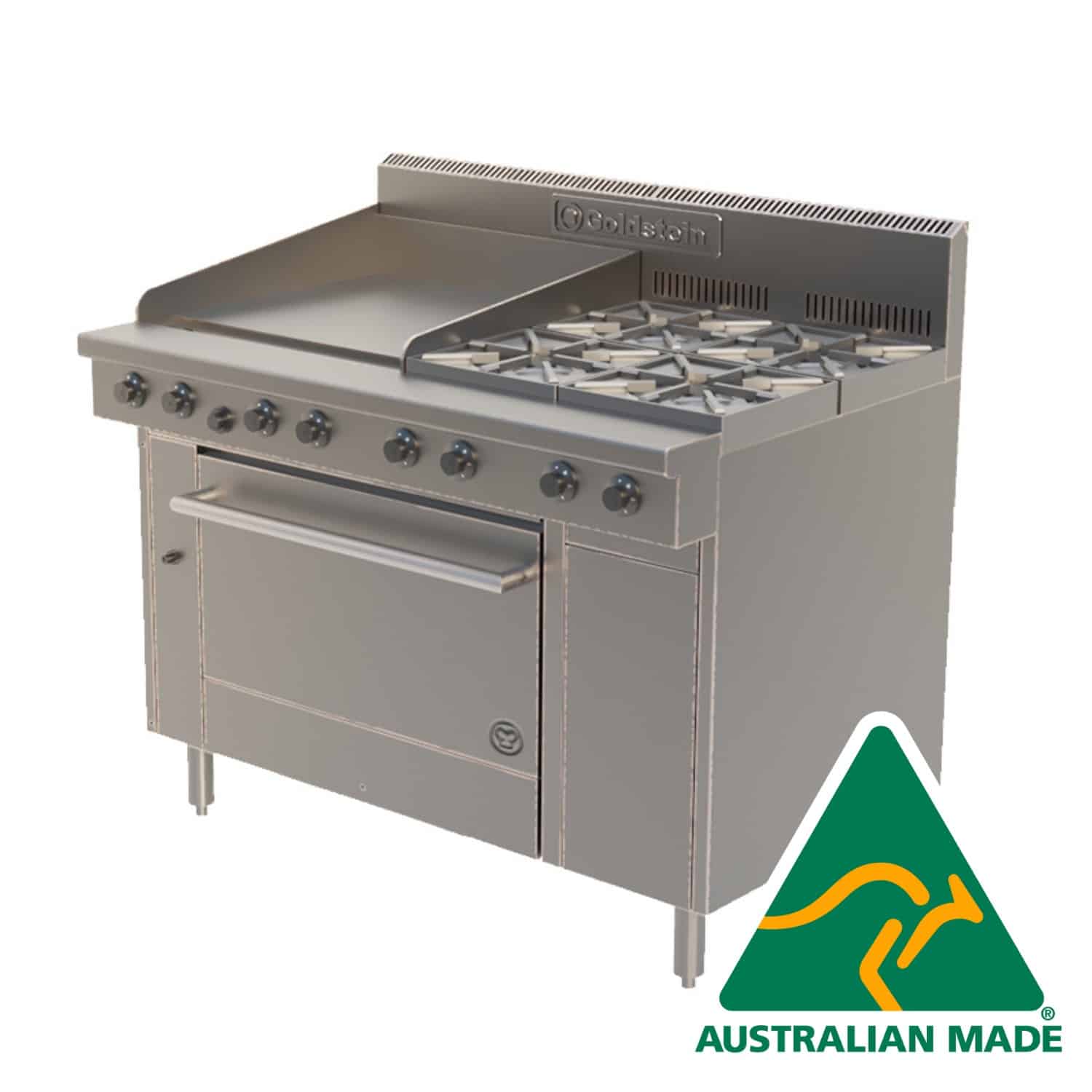 Goldstein 4 burners with griddle plate oven range