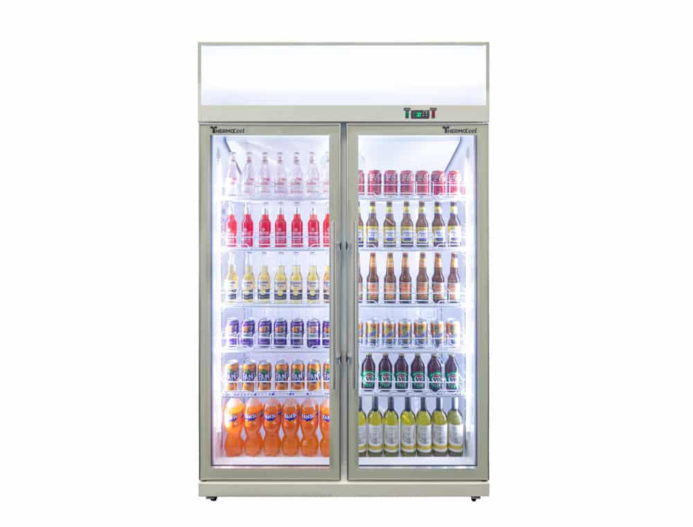 1000L Thermocool double door display fridge front-on view